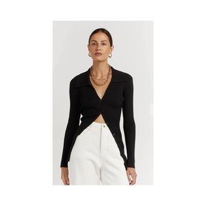 DISSH - FARRAH BLACK RIB KNIT CARDIGAN